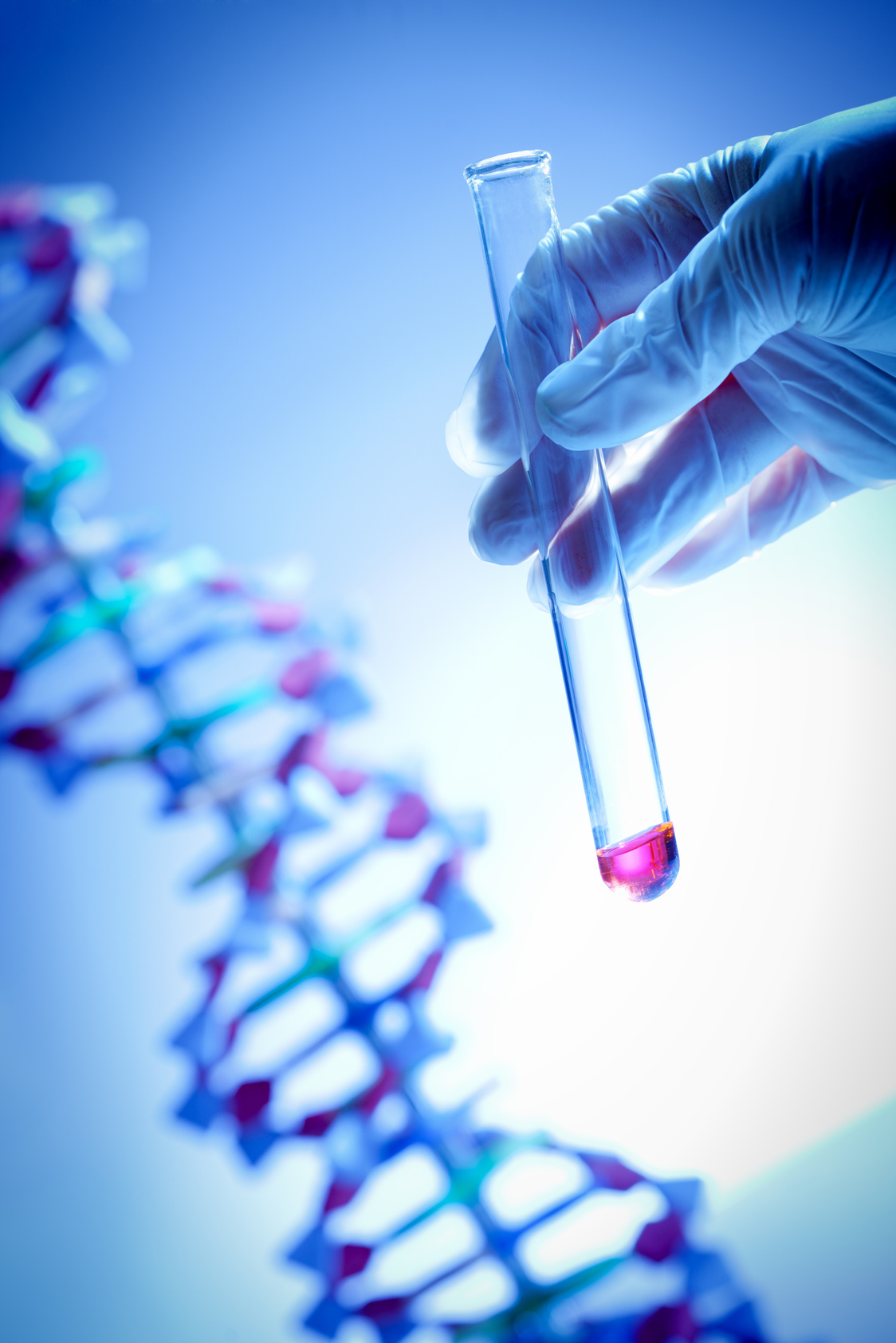 Genome Project with DNA Genetic Sample Held in Test Tube